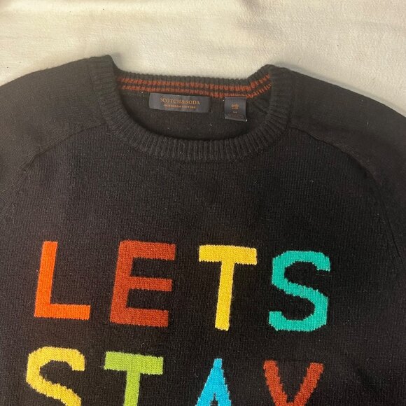 Scotch & Soda M  ‘Let’s stay home club’ sweater Comfortable Stretch Black - Picture 7 of 16